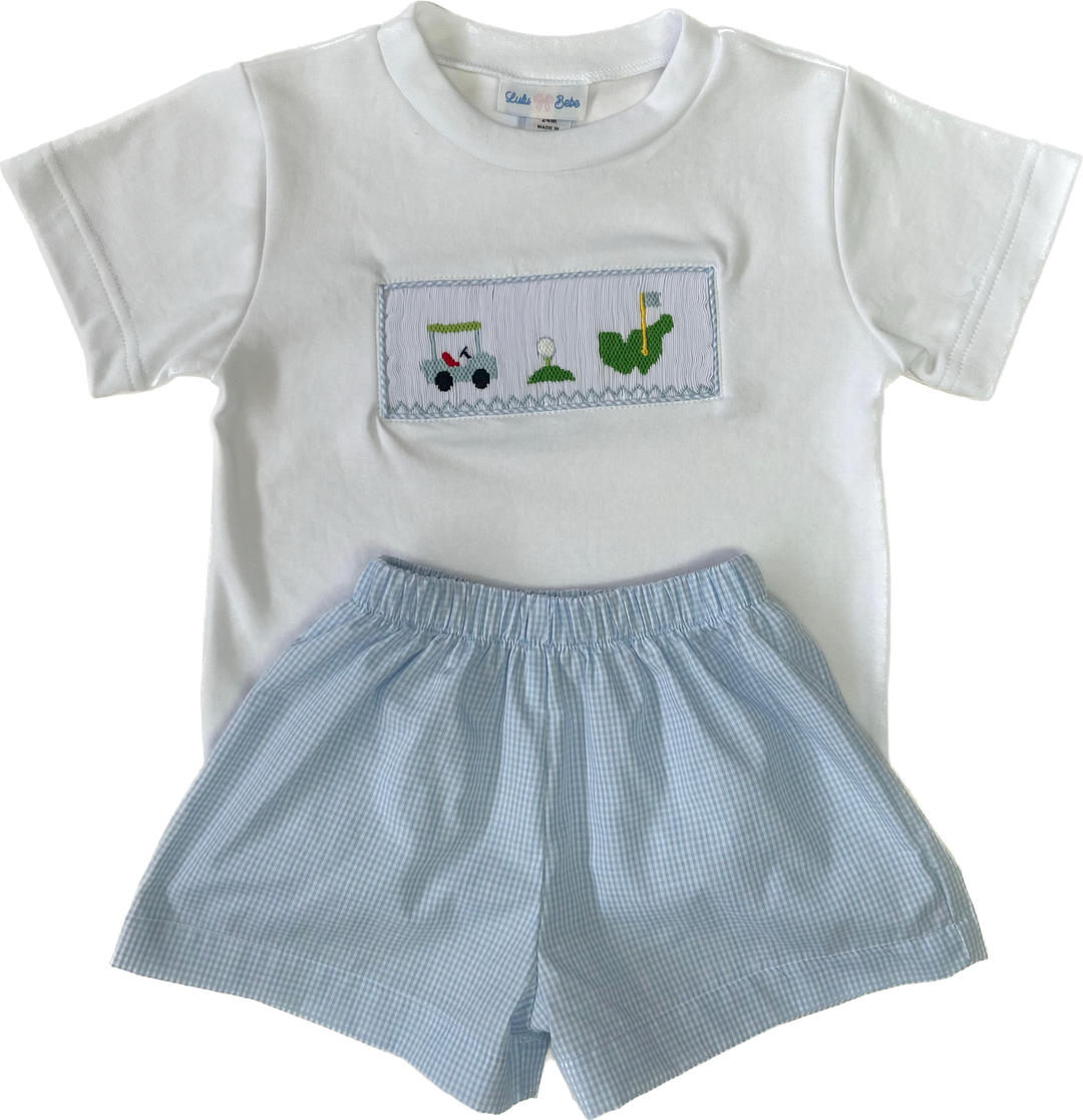 Lulu Bebe Golf Theme Tom Smock Short Set