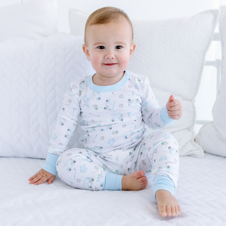Little Golfer Long Pajamas - Light Blue