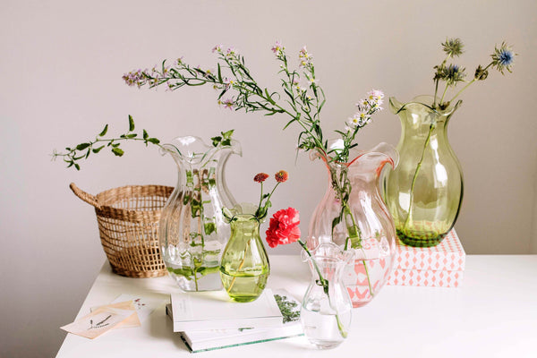 Hibiscus Glass Pink Vertical Fluted Large Vase