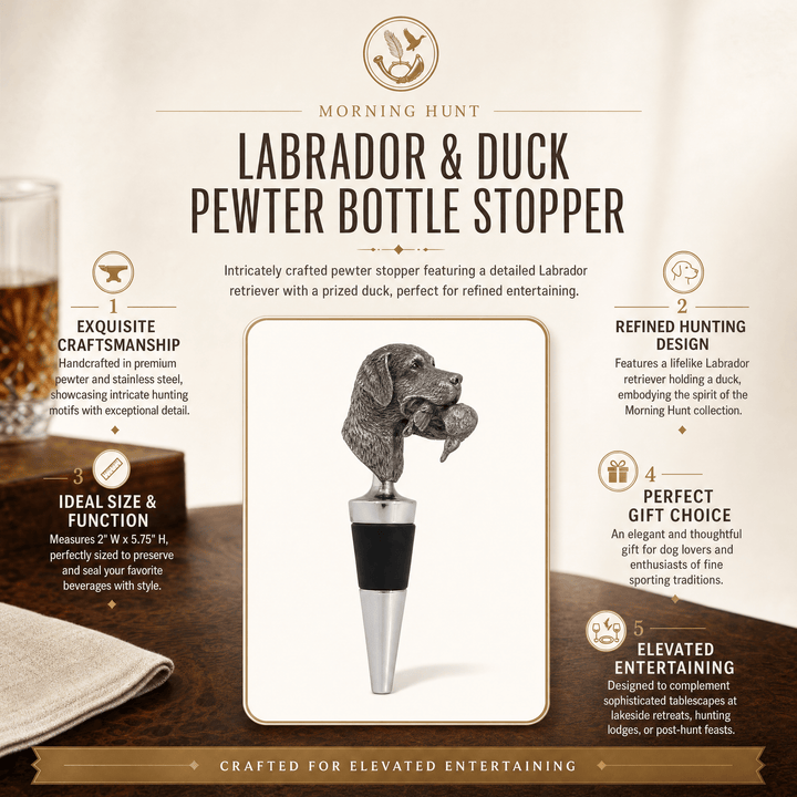 Labrador & Duck Pewter Bottle Stopper