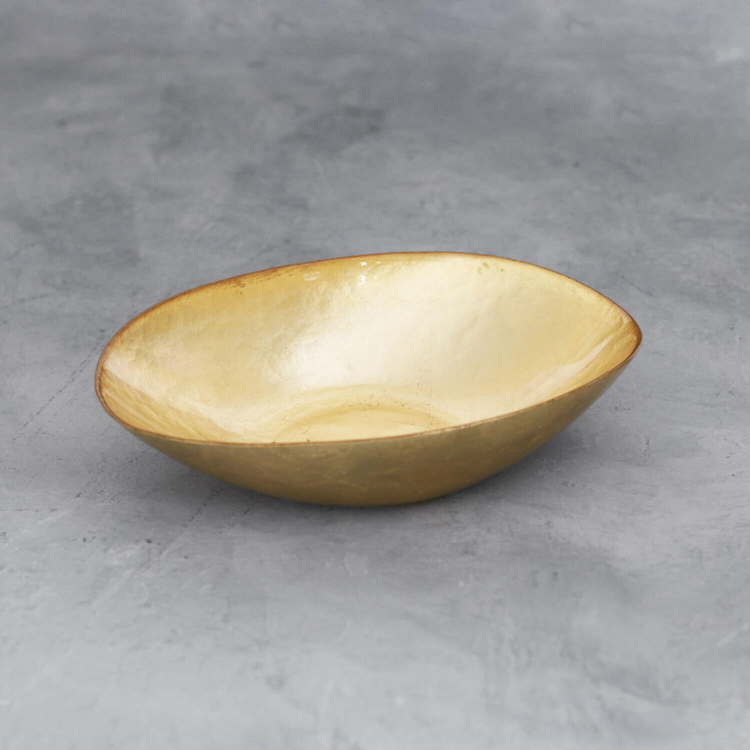 Glass New Orleans Medium Oval Foil Leafing Bowl (Gold)