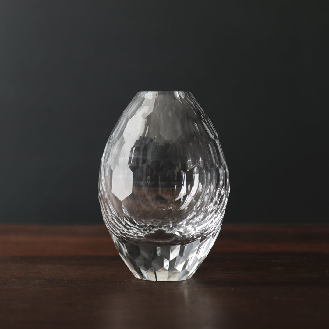 Glass Faceted Teardrop Bud Vase (Clear)