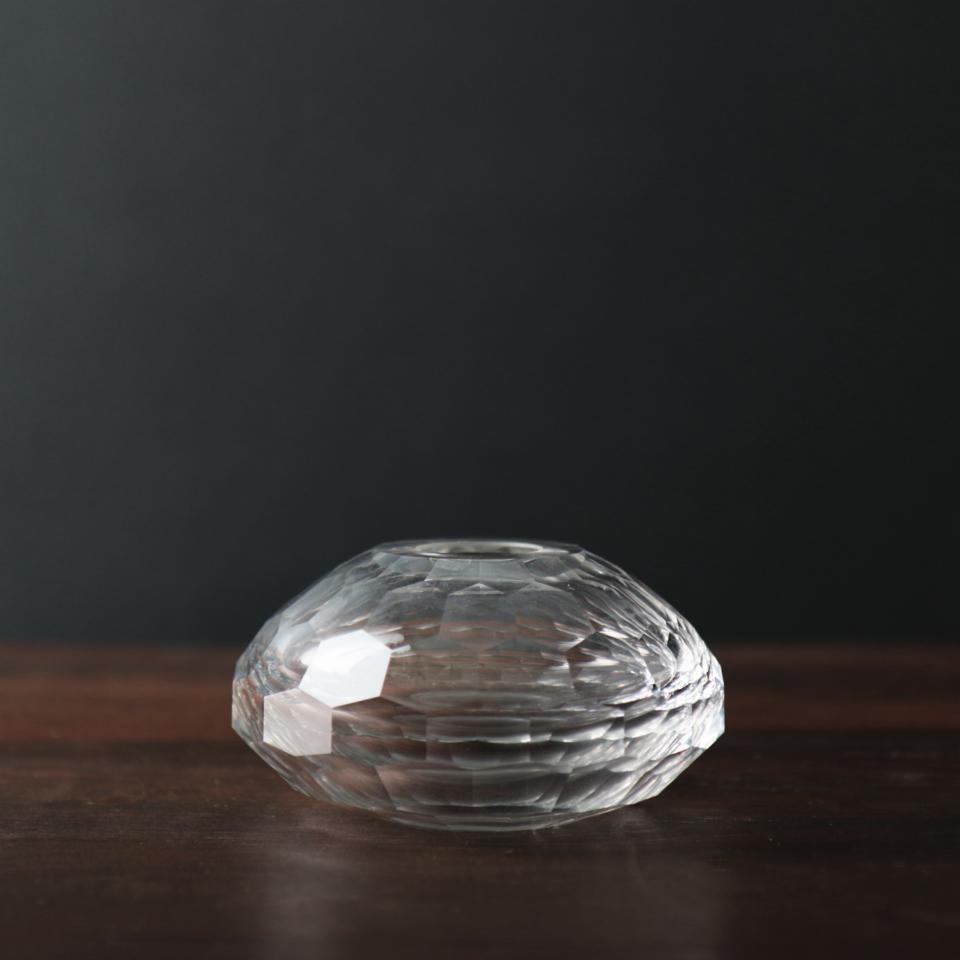 Glass Faceted Short Bud Vase (Clear)