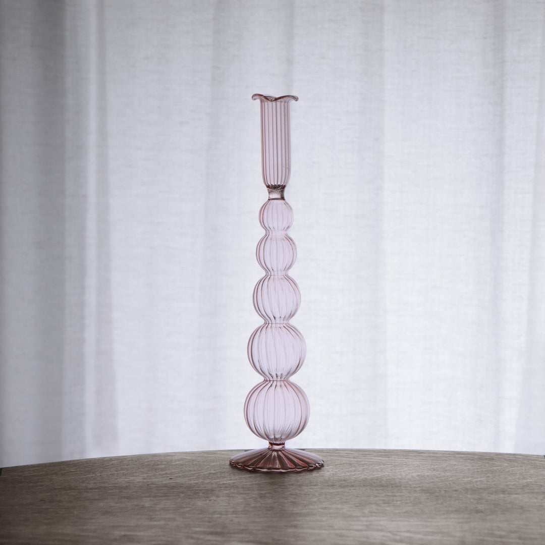 Glass Cambridge Olivia 12" Candlestick Holder Set of 2 (Light Pink)
