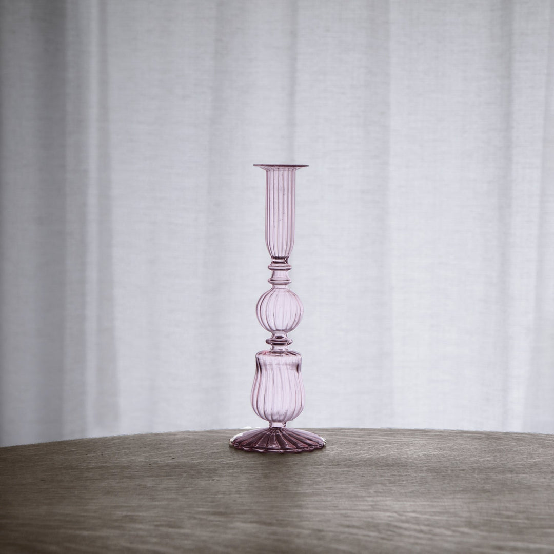 Glass Cambridge Sophia 9" Candlestick Holder Set of 2 (Light Pink)