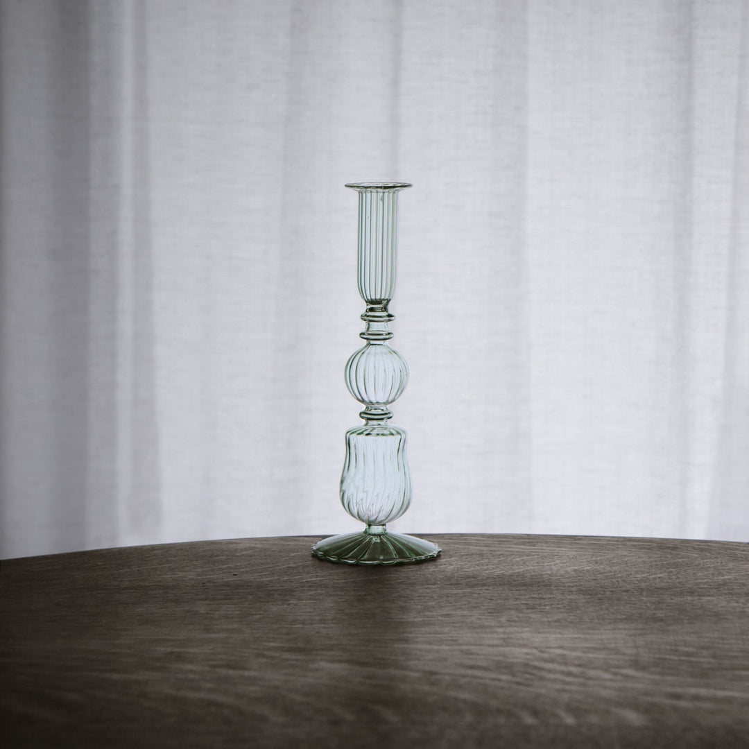 Glass Cambridge Sophia 9" Candlestick Holder Set of 2 (Light Green)