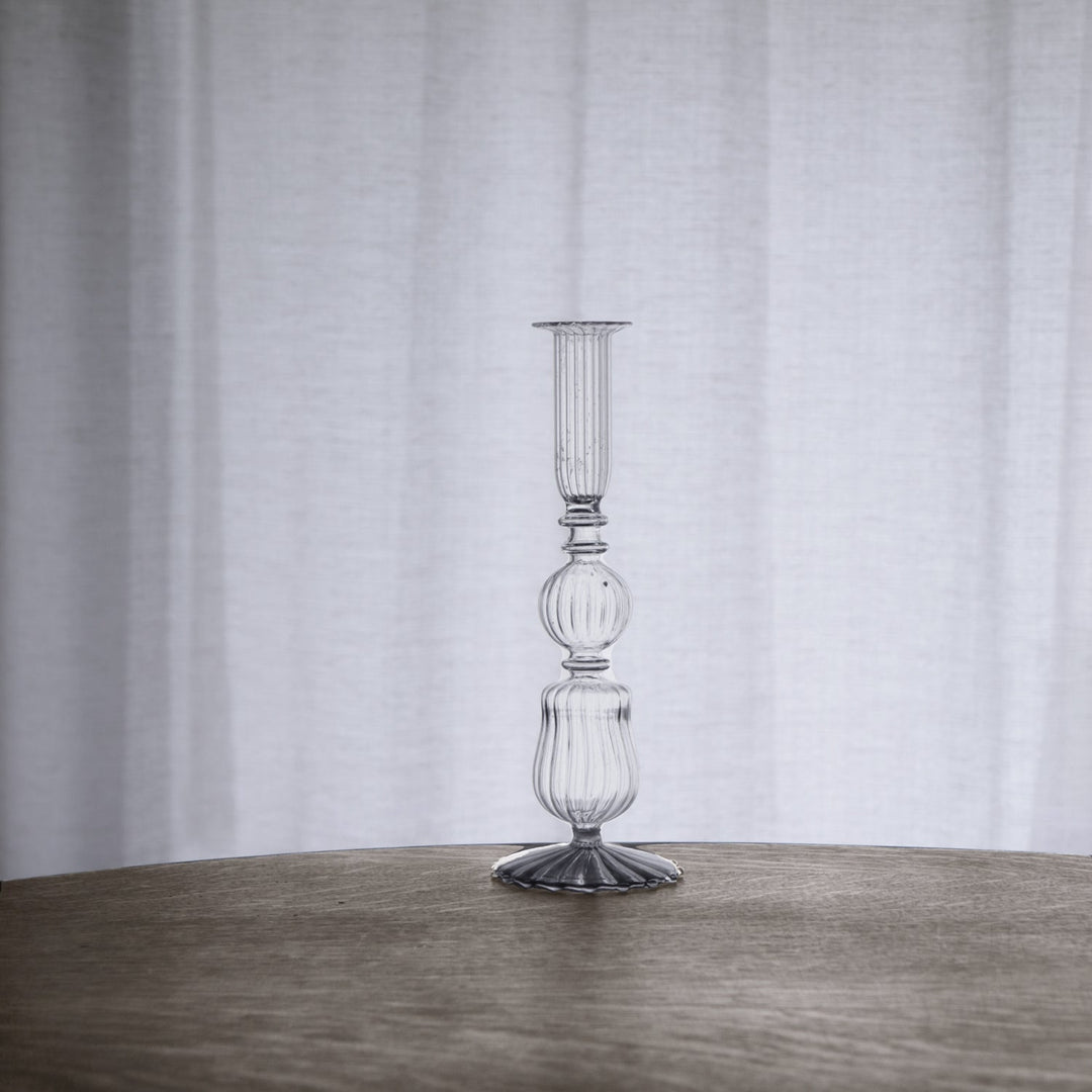 Glass Cambridge Sophia 9" Candlestick Holder Set of 2 (Clear)