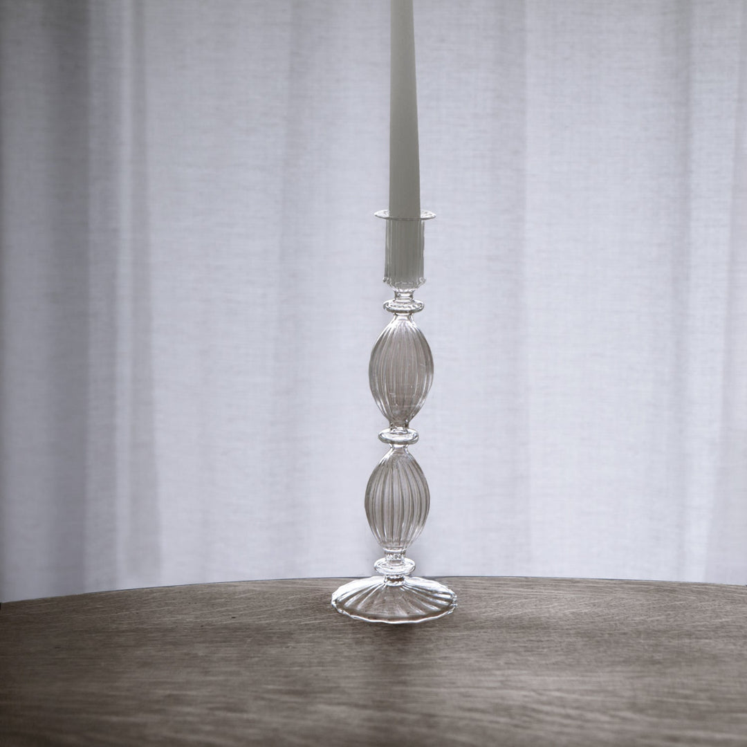 Glass Cambridge Beryl 10" Candlestick Holder Set of 2 (Clear)