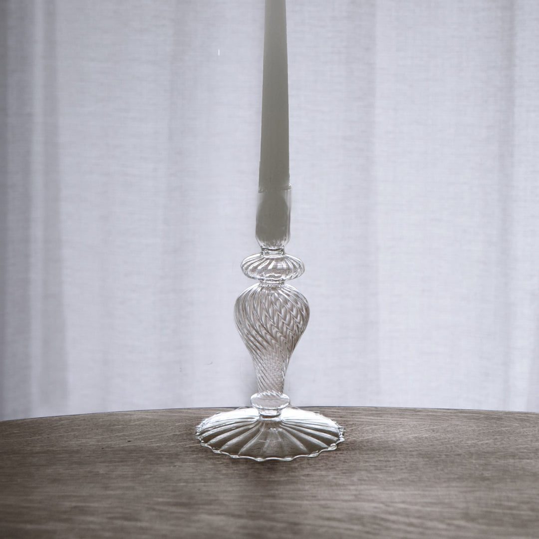 Glass Cambridge Daphne 8.5" Candlestick Holder Set of 2 (Clear)