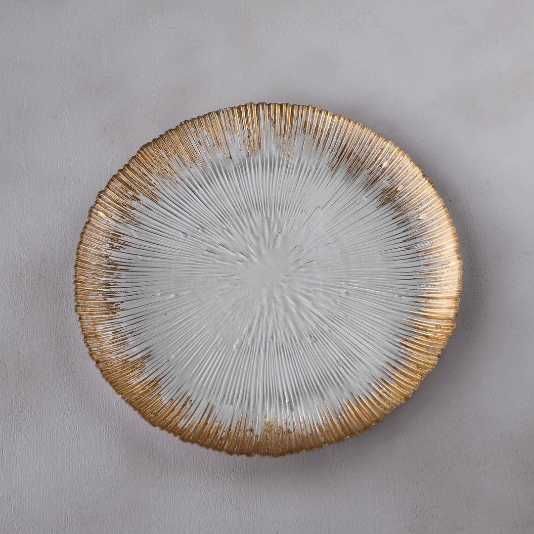 Glass White Opalescent Small Bowl with Gold Rim (White and Gold)