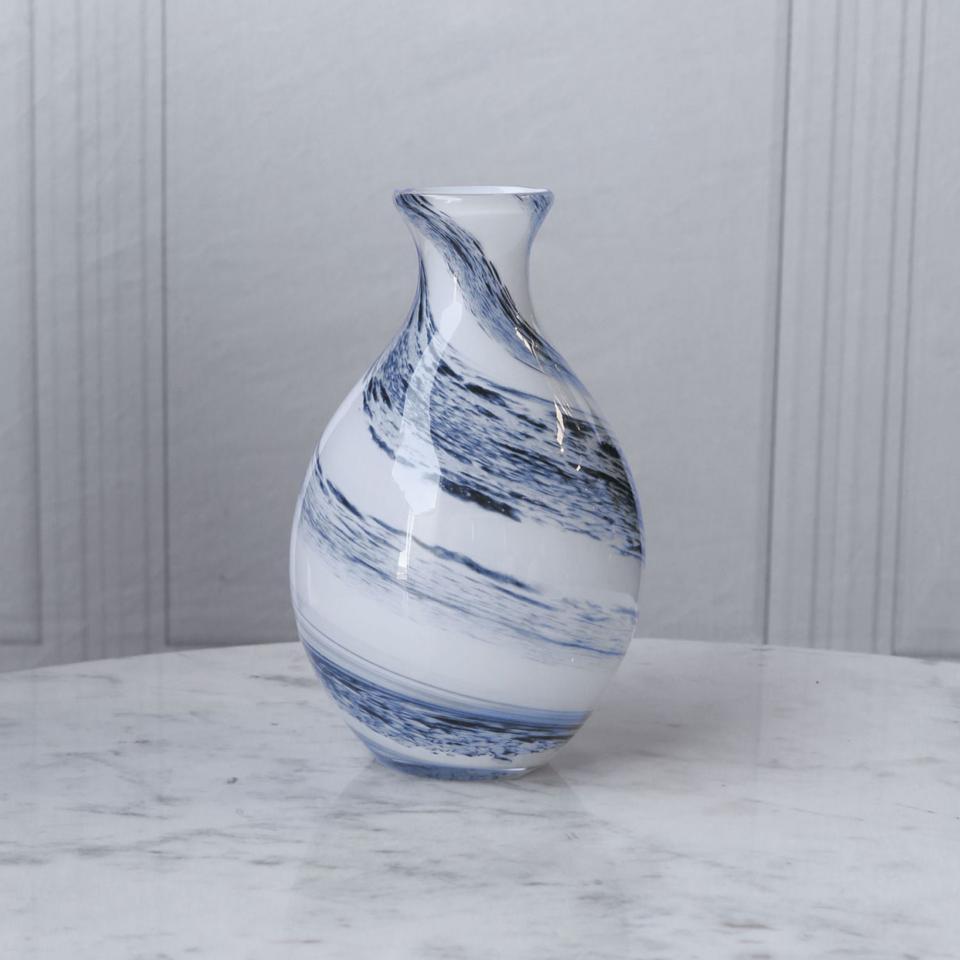 Glass Blue and White Alabaster Tall Vase (Blue and White)