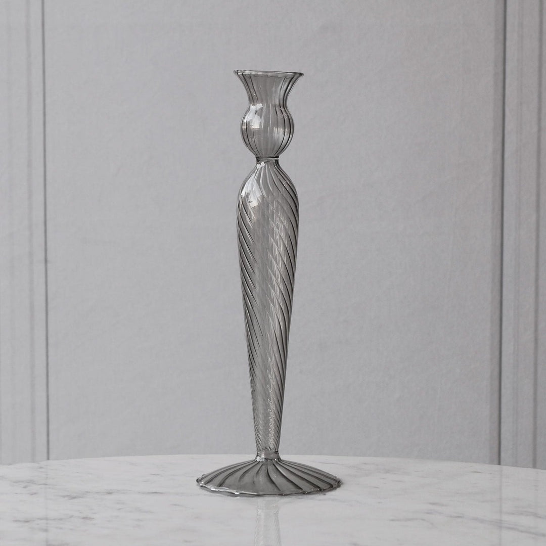 Glass Cambridge Vienna Large Candlestick Holder Set of 2 (Light Gray)