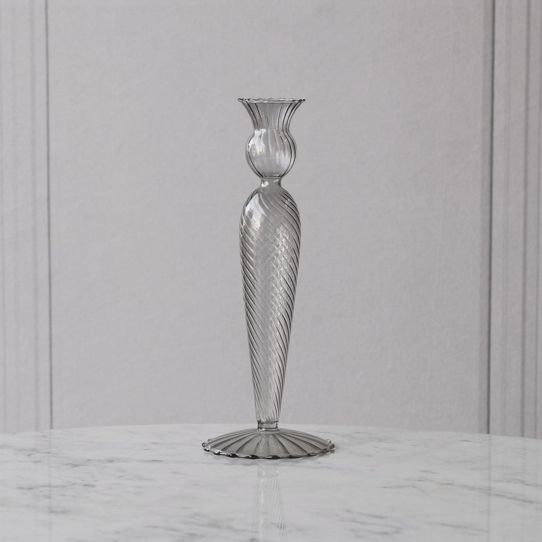 Glass Cambridge Vienna Small Candlestick Holder Set of 2 (Light Gray)