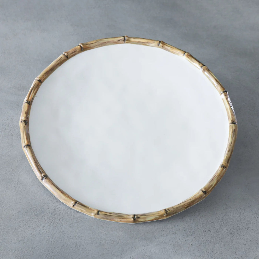 Vida Bamboo 11" Dinner Plate Set of 4 (White and Natural)