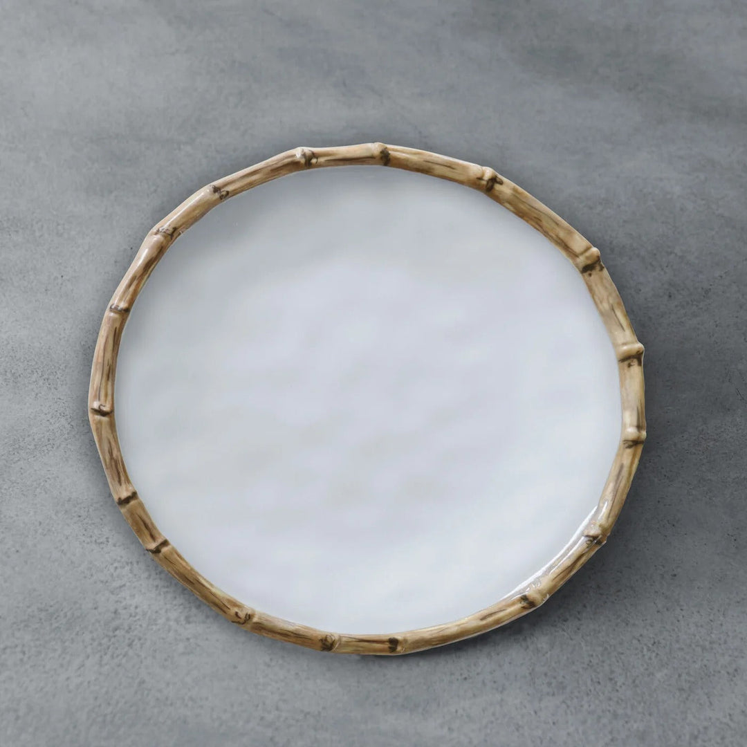 Vida Bamboo 9" Salad Plate Set of 4 (White and Natural)