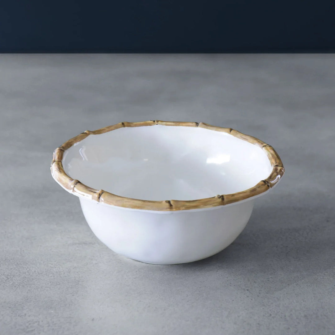 Vida Bamboo 7.5" Cereal Bowl Set of 4 (White and Natural)