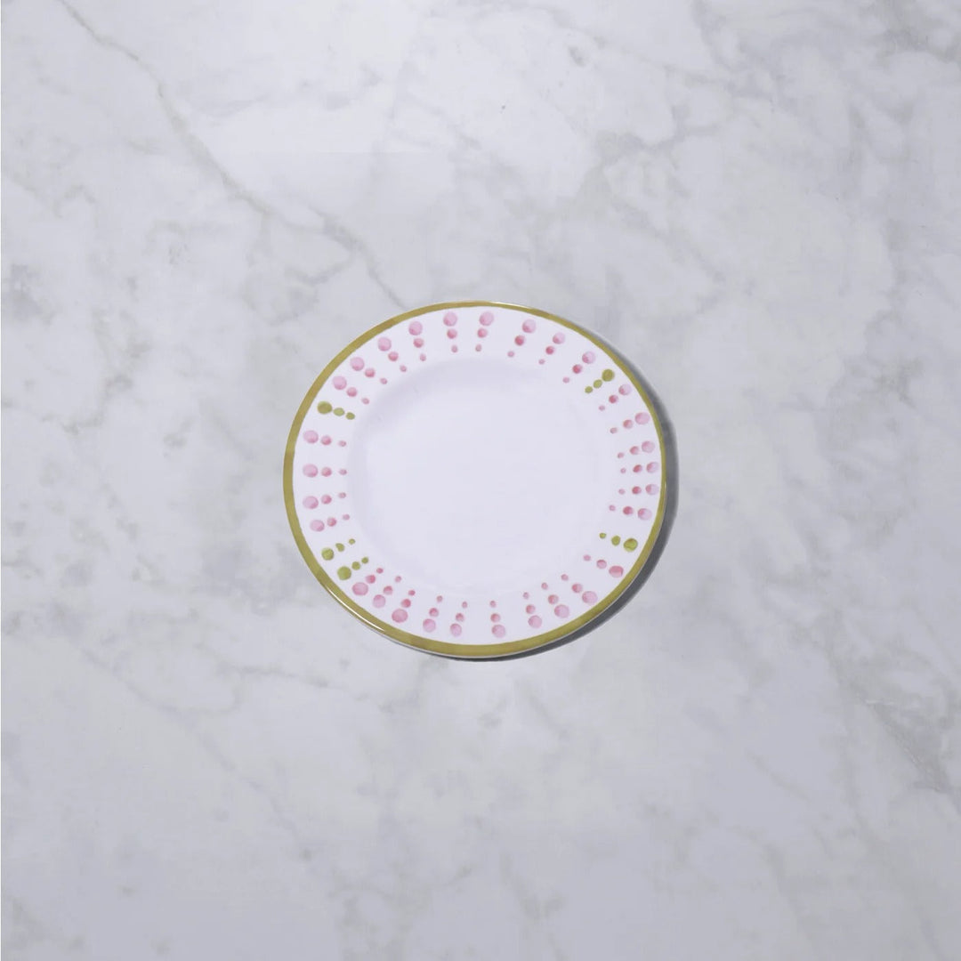 Vida Athena Salad Plate 9.25" Set of 4 (Pink and Green Dots)