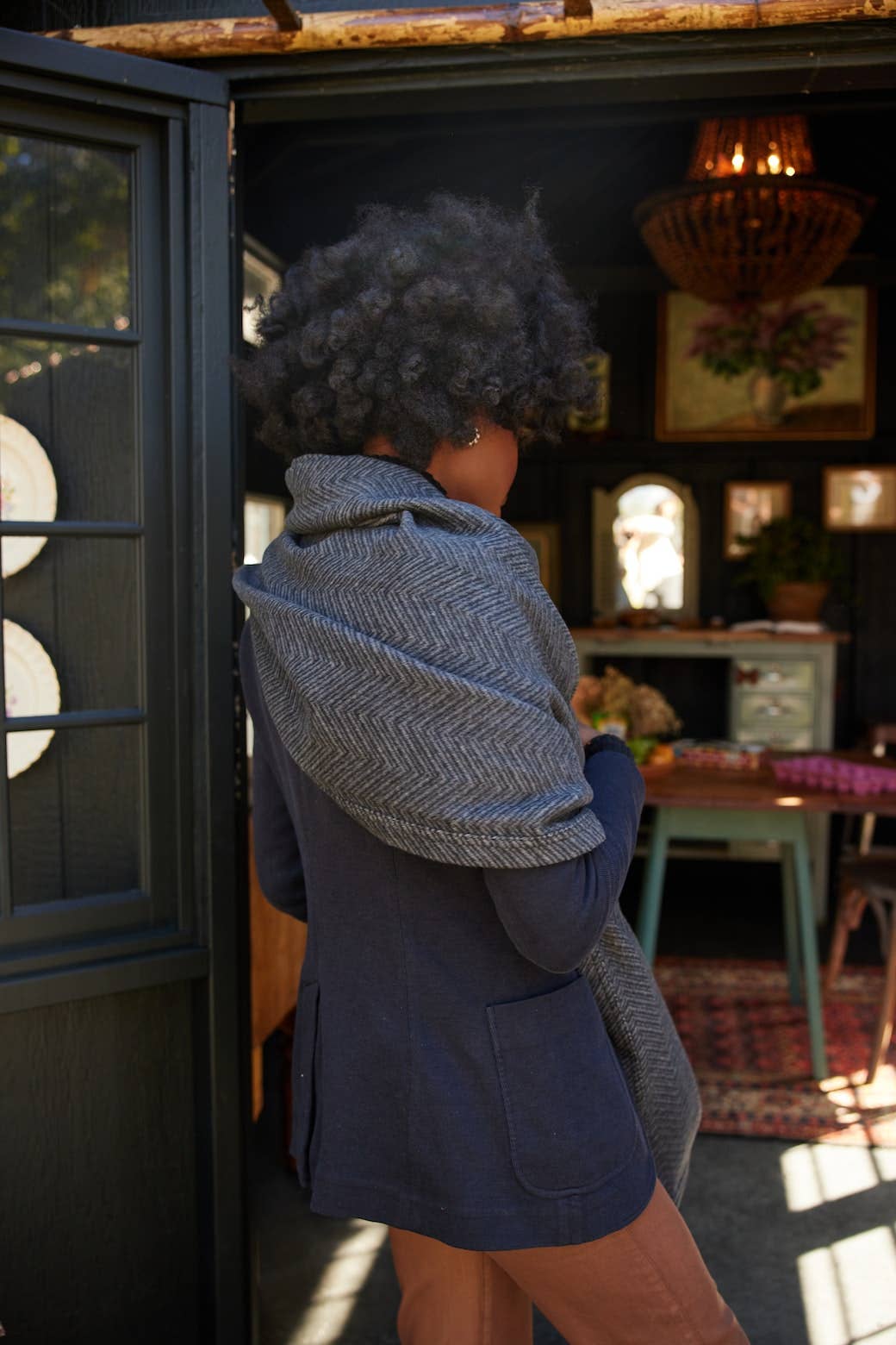 Bayside Herringbone Shawl - Ash