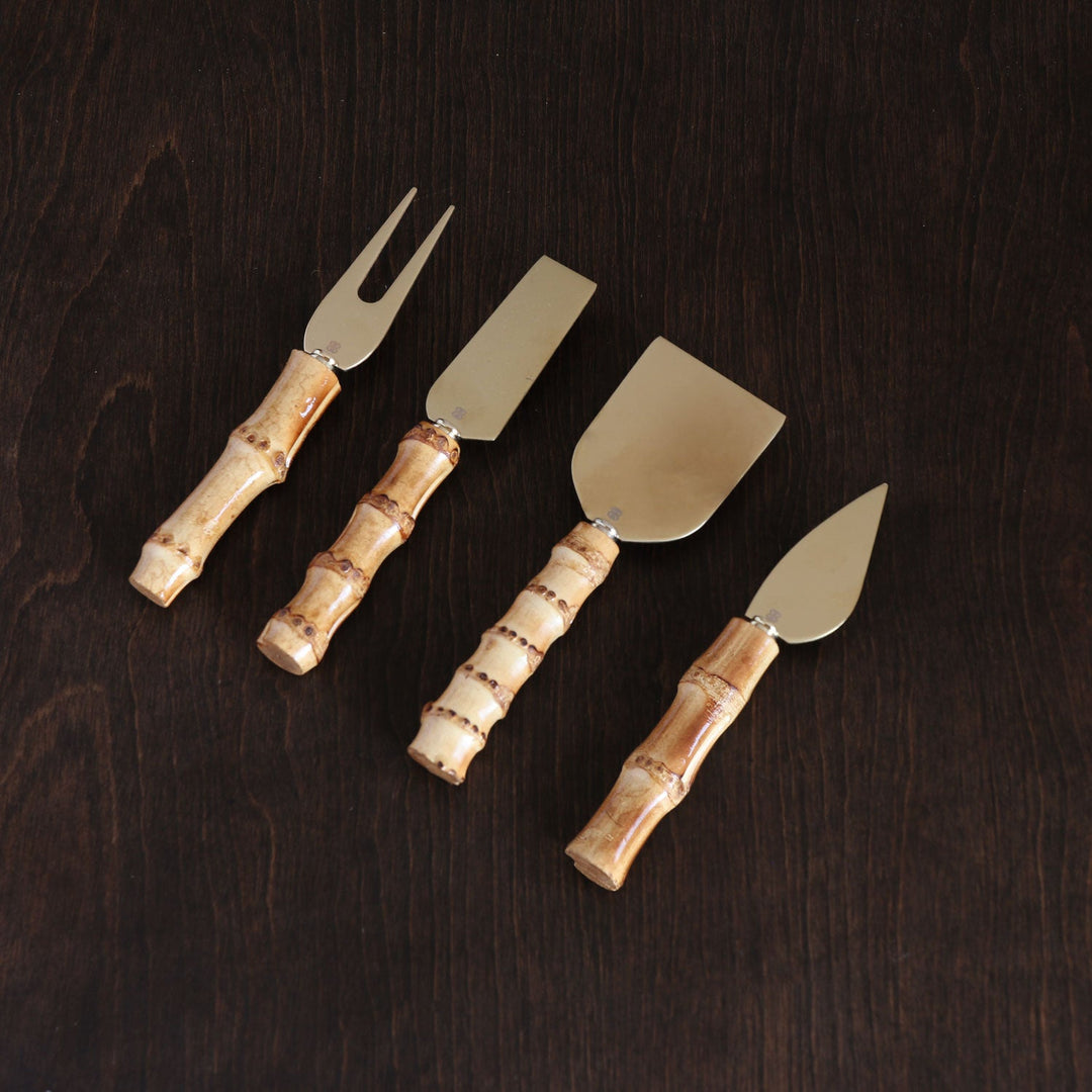 Vida Bamboo Cheese Set of 4 (Gold and Natural)