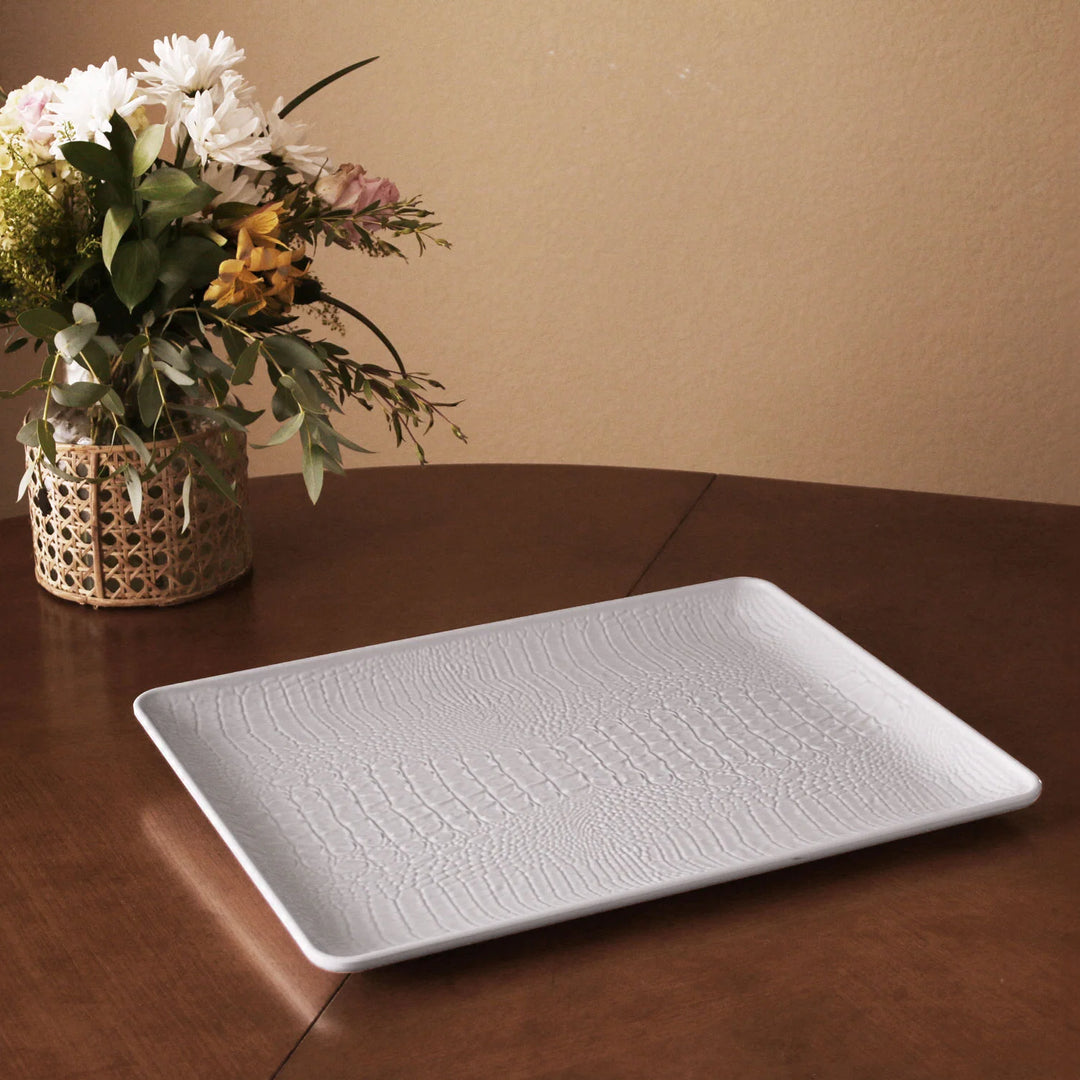 Vida Croc Extra Large Rectangular Tray (White)