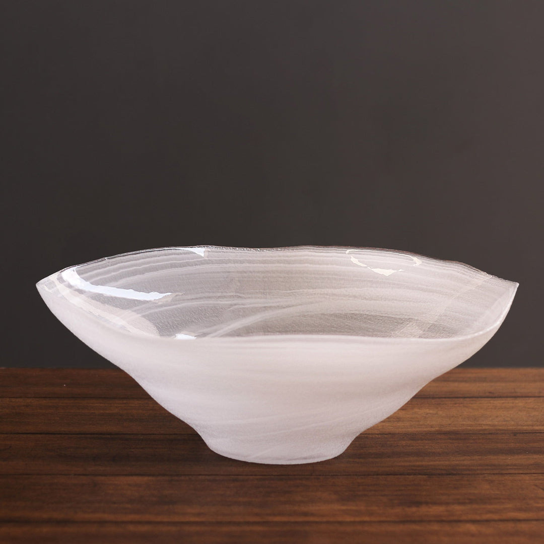 Glass Alabaster Wave Extra Large Bowl (White)