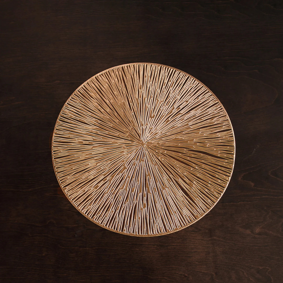 Vida Sunburst  15" Round Placemats Set Of 4 (Gold)