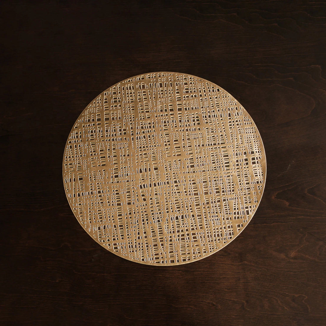 Vida Woven  15" Round Placemats Set Of 4 (Gold)