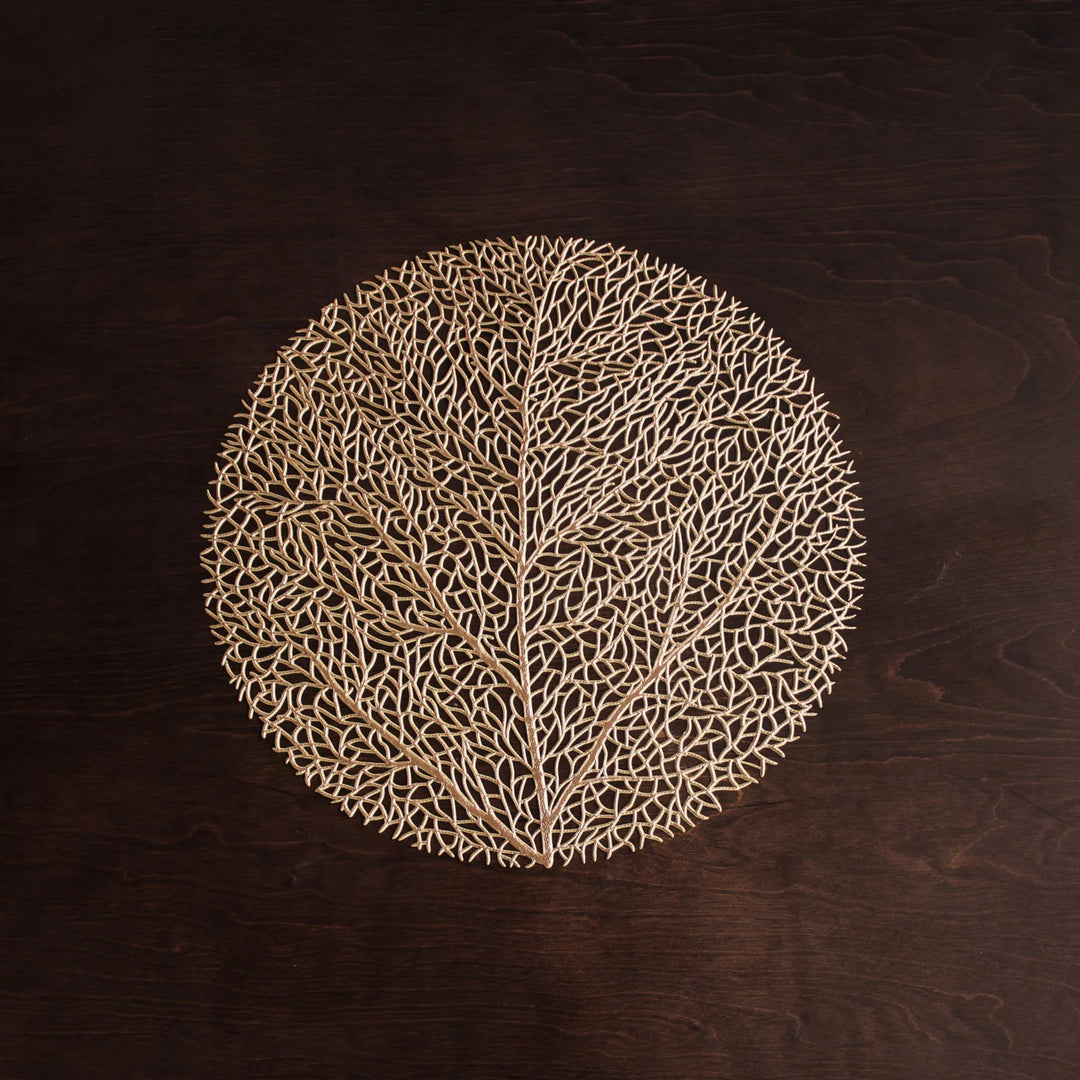 Vida Coral  15" Round Placemats Set Of 4 (Gold)