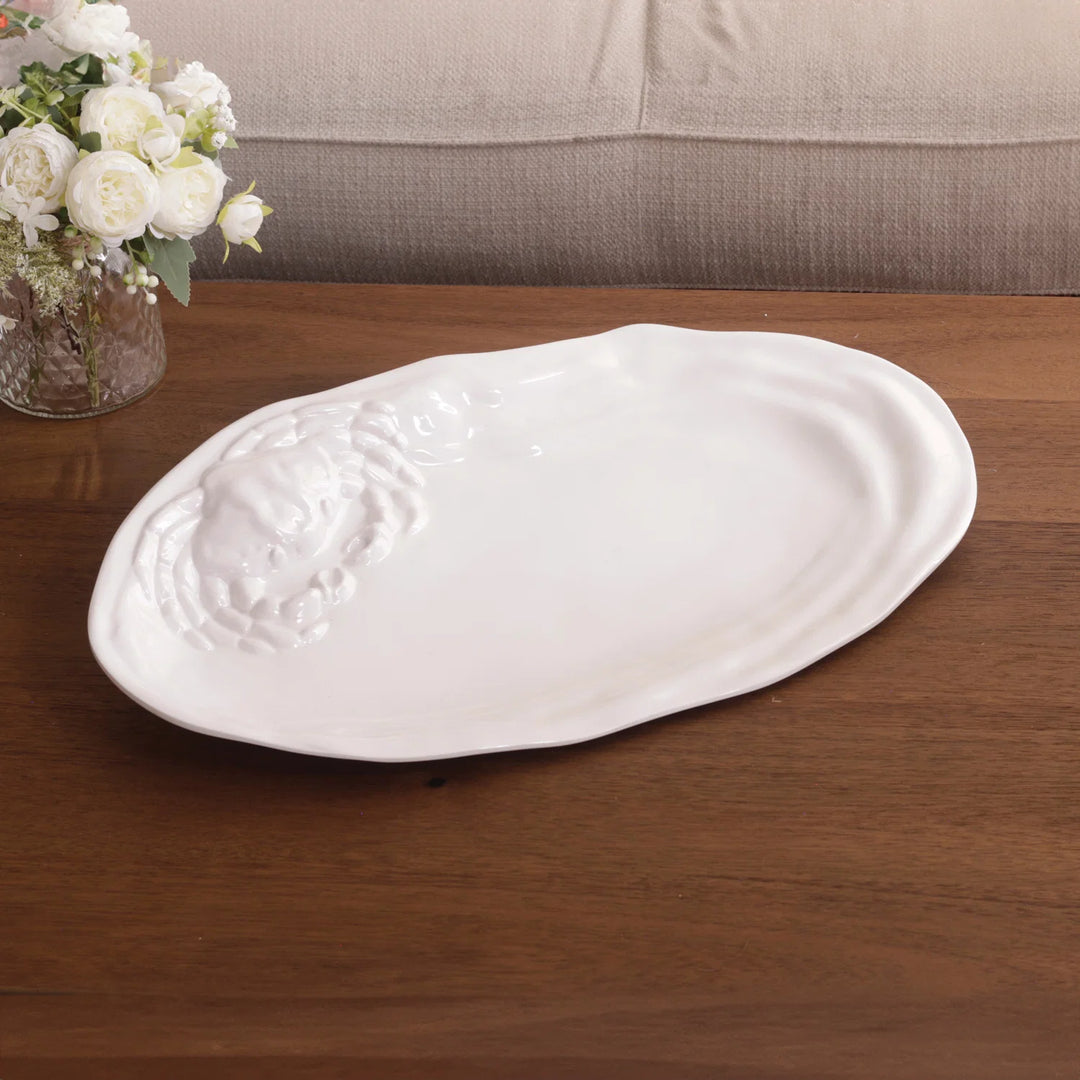 Vida Ocean Large Oval Crab Platter (White)