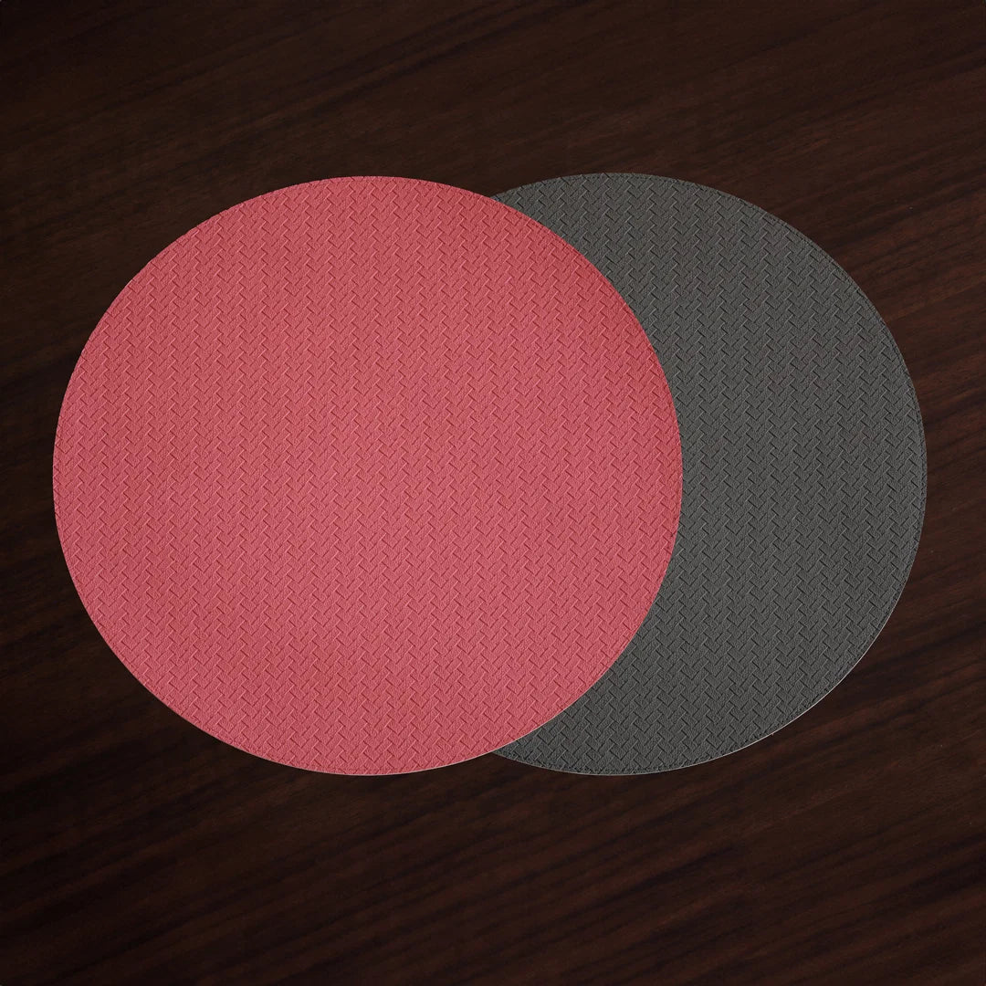 Vida Snakeskin Reversible 15" Round Placemats Set Of 4 (Salmon And Charcoal)