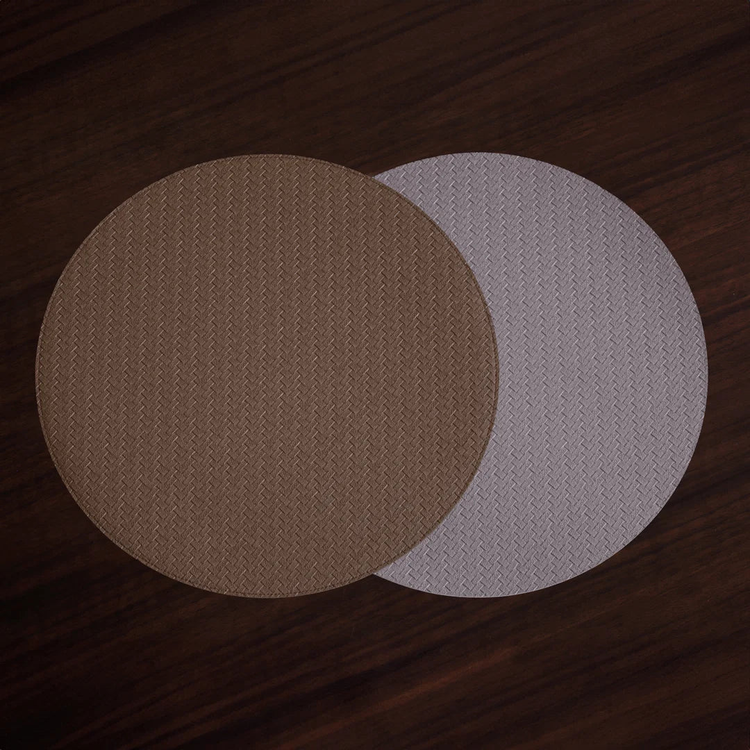Vida Metallic Snakeskin Reversible 15" Round Placemats Set Of 4 (Copper And Bronze)