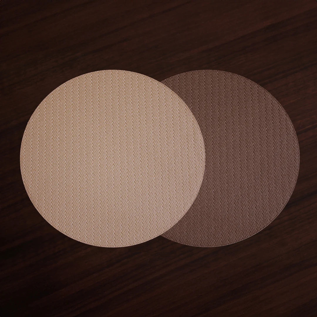 Vida Metallic Snakeskin Reversible 15" Round Placemats Set Of 4 (Gold And Light Bronze)