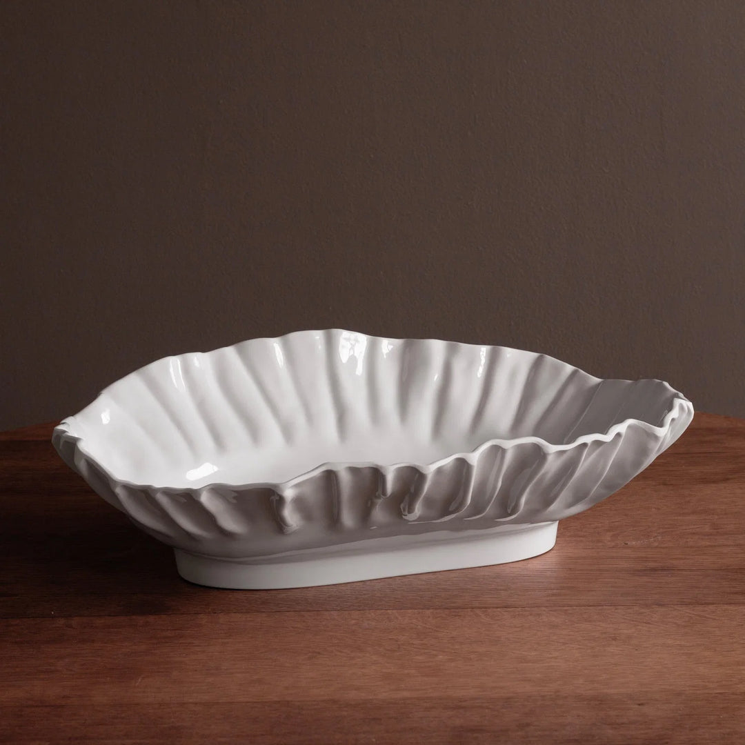 Vida Bloom Large Oval Bowl (White)