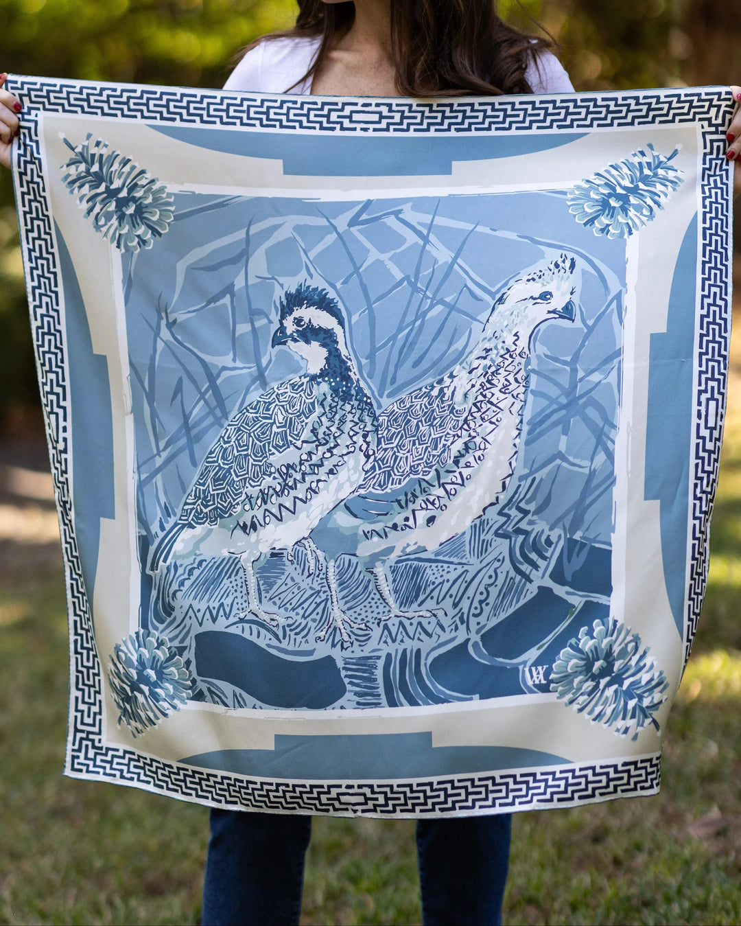 Quail Pair - Double-Sided Silk Scarf