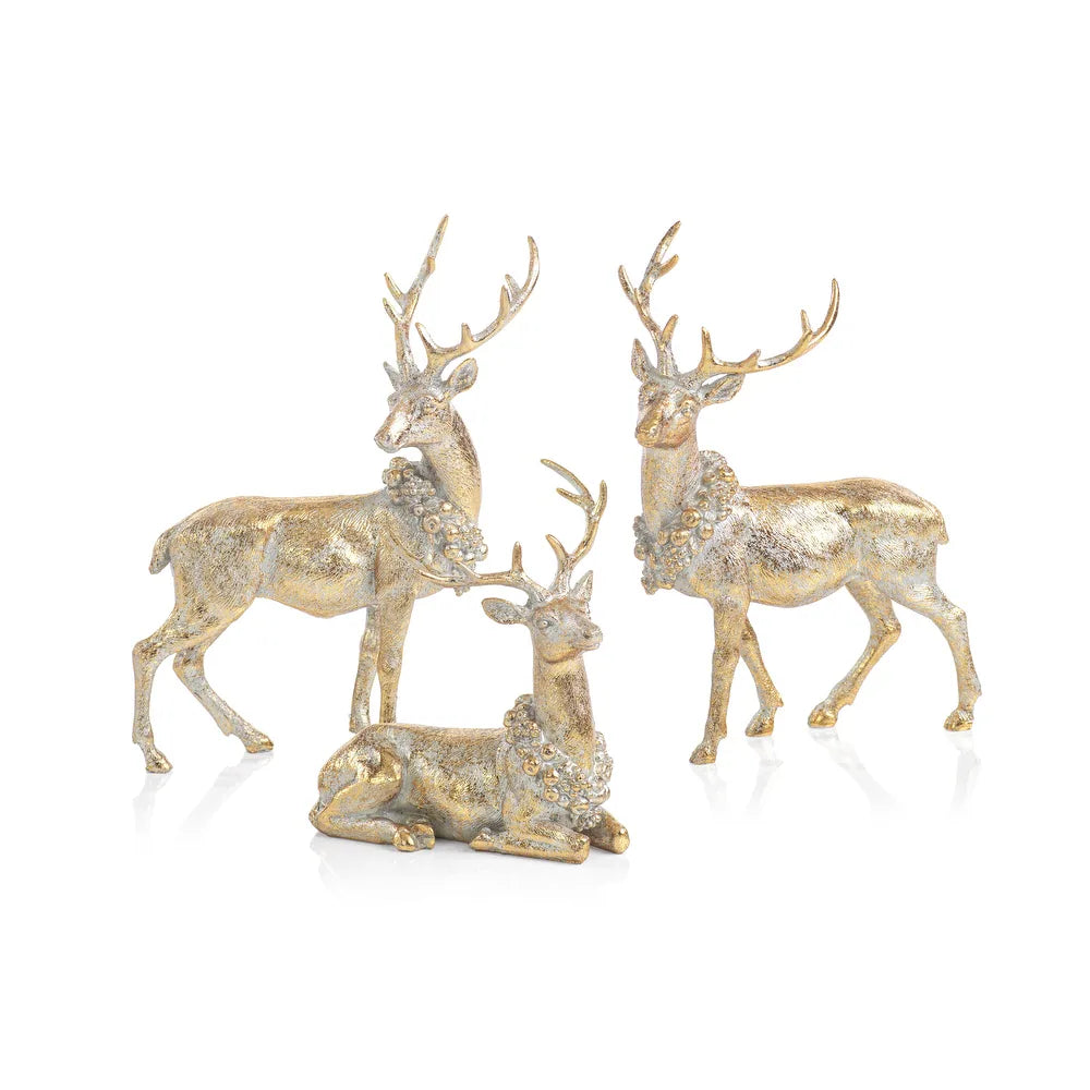 Deer w/ Ornamental Wreath Assorted Sizes 3pc Set