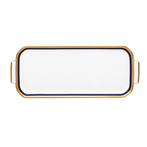Symphonie Gold & Blue Oblong Cake Platter