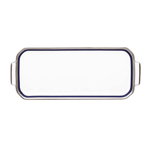 Symphonie Platinum & Blue Oblong Cake Platter