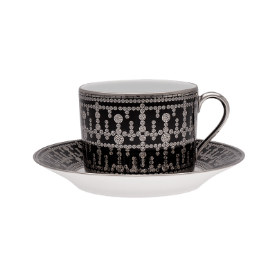Tiara Black & Platinum Cappuccino Cup & Saucer