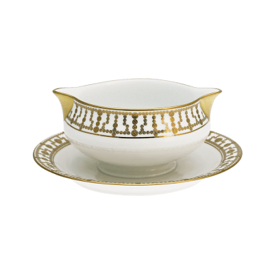 Tiara White & Gold Sauce Boat