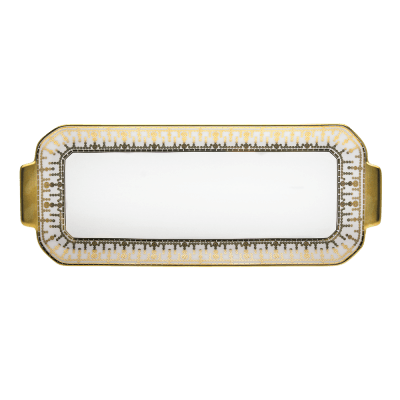 Tiara White & Gold Oblong Cake Platter