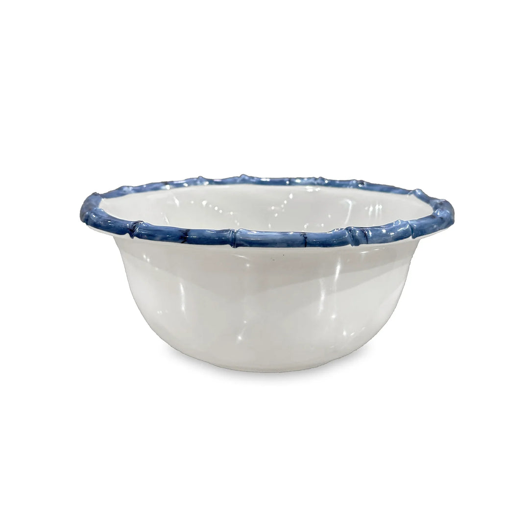 Vida Bamboo 7.5" Cereal Bowl Set of 4 (White and Blue)