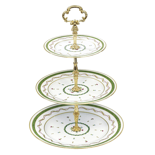 Vieux Paris Vert 3 Tier Cake Plate