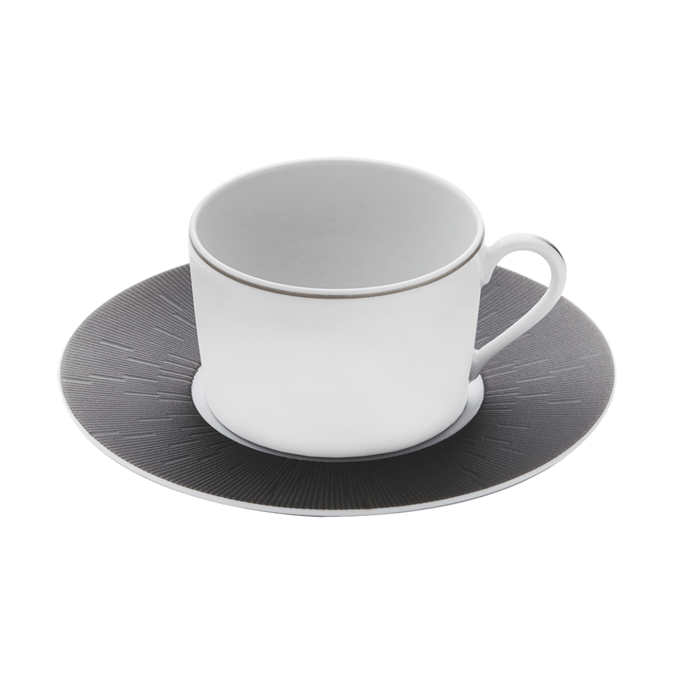 Infini - Anthracite Gray Teacup & Saucer