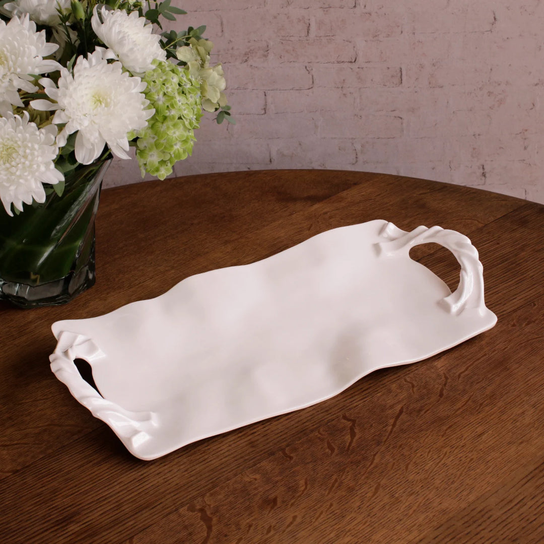 VIDA  Sasha Long Rectangle Tray with Handles (White)