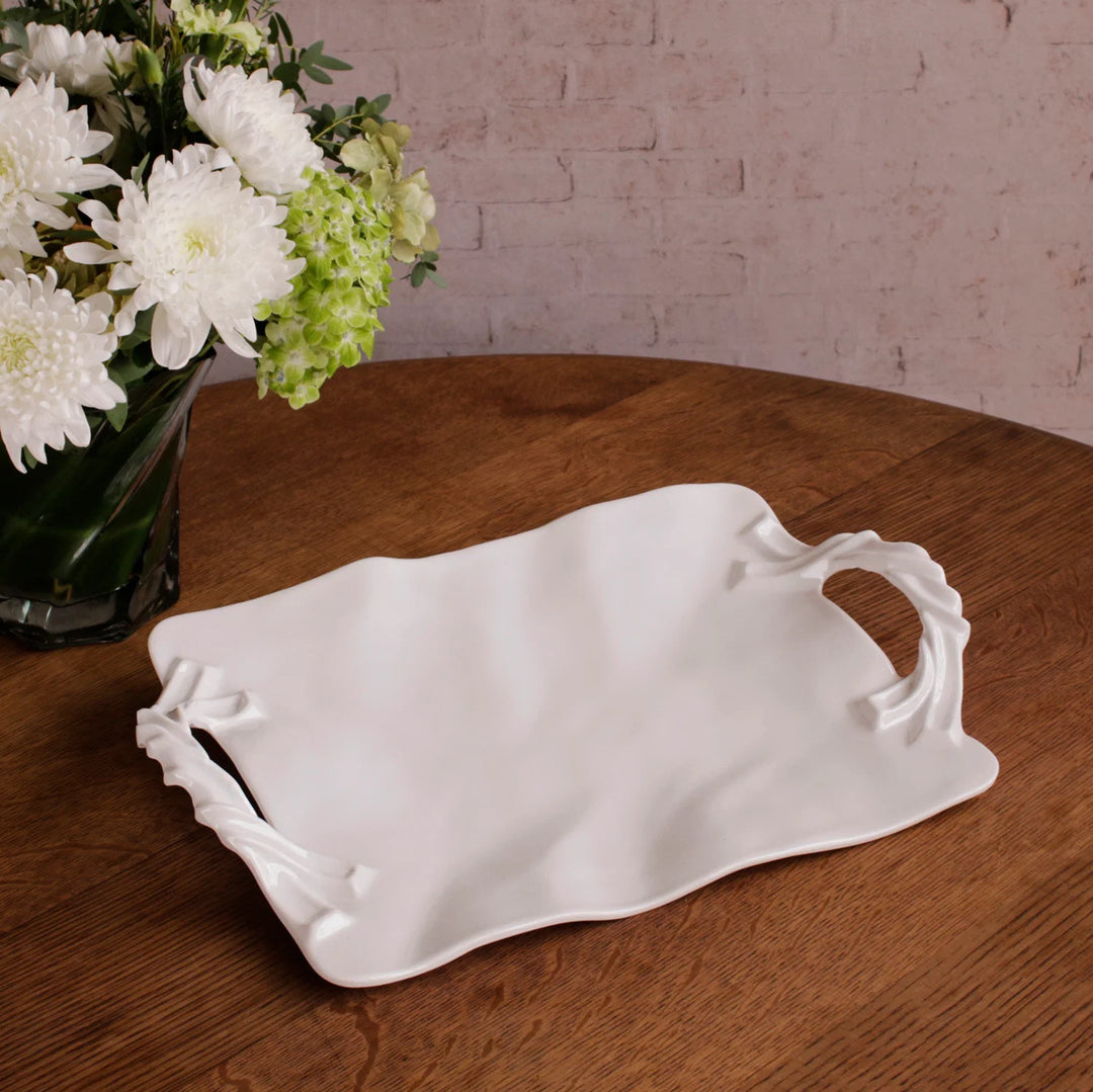 VIDA  Sasha Rectangular Tray with Handles (White)