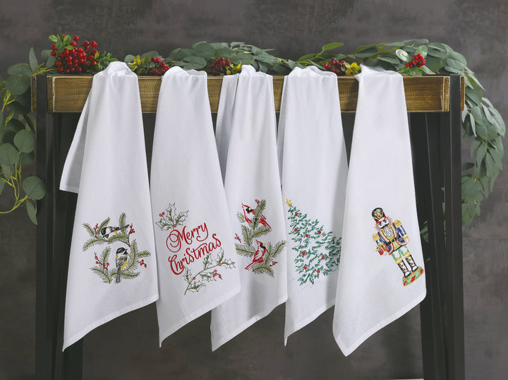 Nutcracker Topiary Embroidered Kitchen Towel