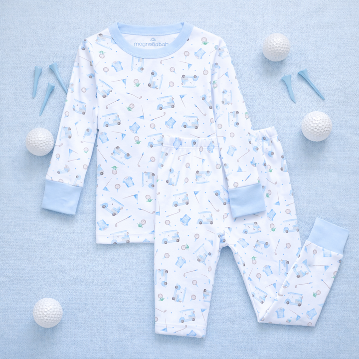 Little Golfer Long Pajamas - Light Blue