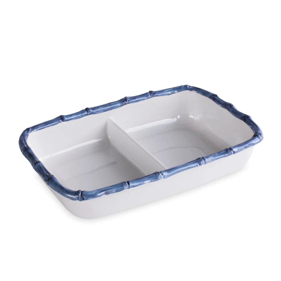 VIDA Bamboo Double Casserole (White and Blue)