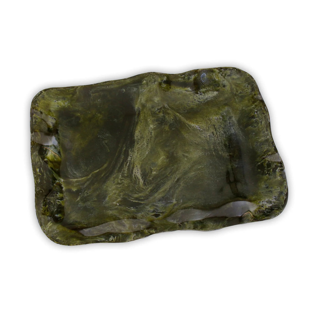 RESIN Malachite Extra Large Rectangular Tray  (Green)
