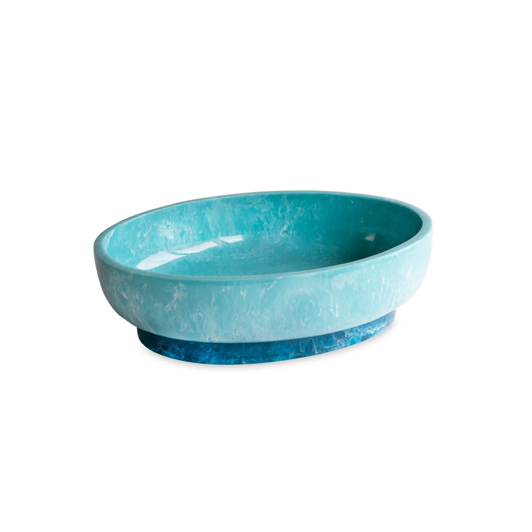 Resin Rio Large Oval Bowl with Base (Turquoise and Blue)